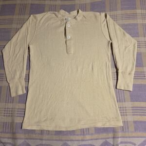 Vintage 60s 70s Wool Us Army Thermal Undershirt Henley Mens Large Lightweight